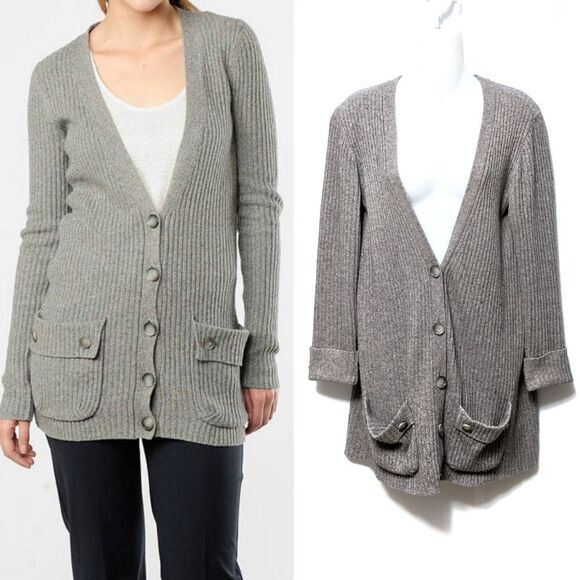 THEORY Zacharia Woodstock Cashmere Wool Cardigan L - Picture 1 of 9